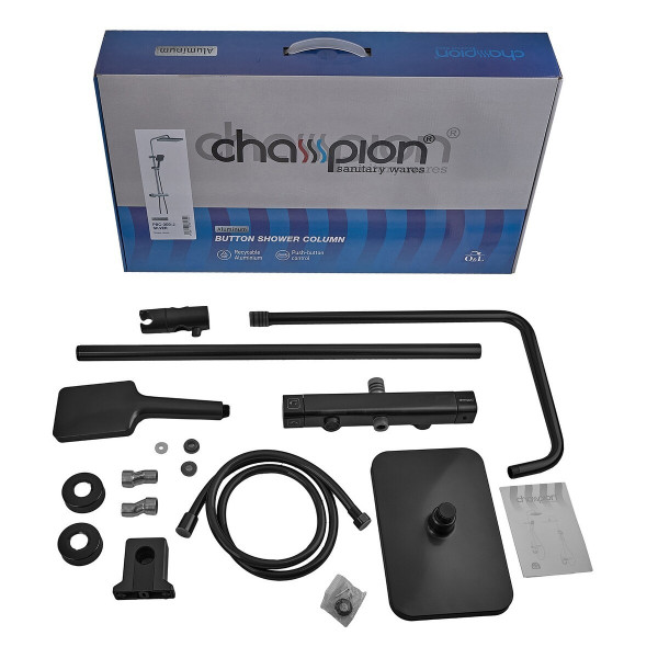 Душова колона зі змішувачем з алюмінію CHAMPION PBC-009-J BLACK, 3 режими (CH6546)
