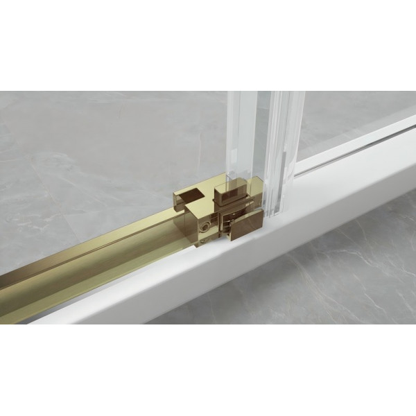 Душова кабіна без піддону Koer SR SC03-90x90x200-TR-12 прозоре скло Easy Clean 6мм, матове золото (KR5358)