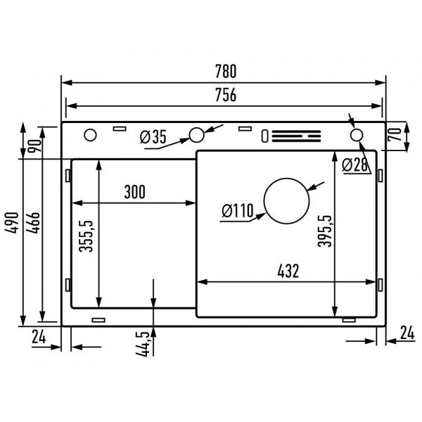 Мийка MIXXUS MH7849R-HK GRAPHITE (MH7849R-HK NANO-BLACK)(3.0/0.9) з нержавіючої сталі 