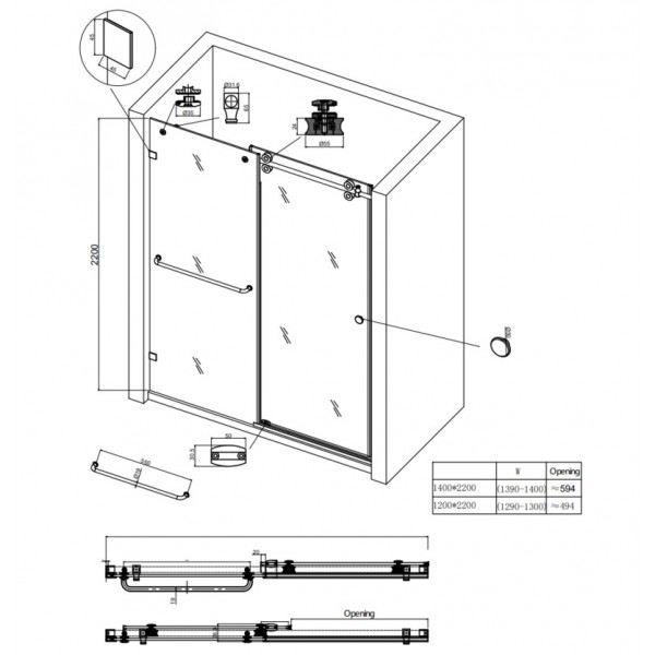 Двері в нішу Koer SR SD06-120x220-TR-01 прозоре скло Easy Clean 8мм, хром (KR5367)
