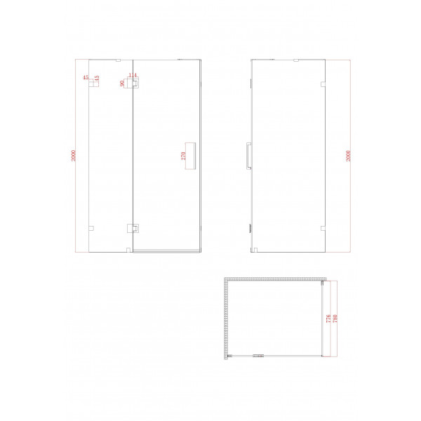 Бічна стінка до кабіни Koer SR SW04-80x200-TR-01 прозоре скло Easy Clean 10мм, хром (KR5389)