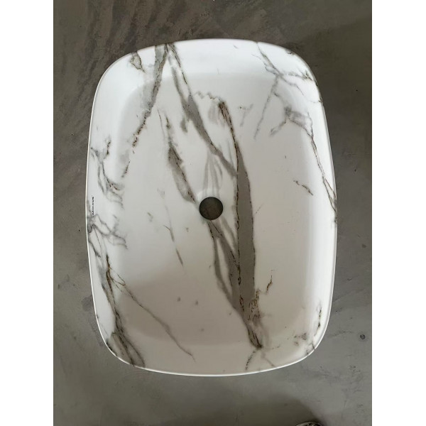Раковина накладна Mixxus Premium BEVEL-0102 MARBLE 495х370х135mm (MP6519)