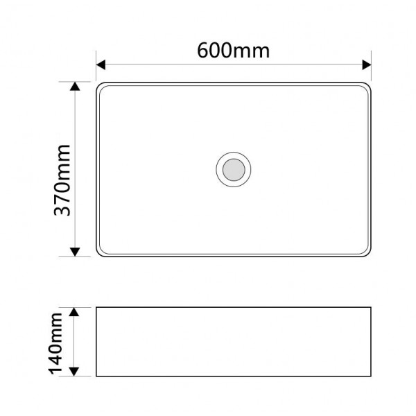 Раковина накладна Mixxus Premium QUADRO-0209 600х370х140mm з переливом (MP6522)