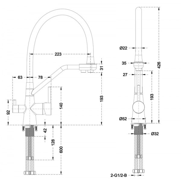 Змішувач для кухні Mixxus Premium SENNA 021 з виходом для питної води (MI6826)