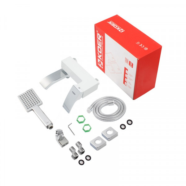 Змішувач для ванни Koer KB-41007-04 з коротким виливом (Колір хром+білий) (KR5157)