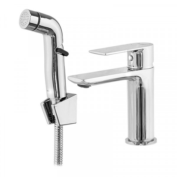 Змішувач для умивальника Haiba ALEX 001 (SH) із виходом для гігієн. лійки (HB3977)