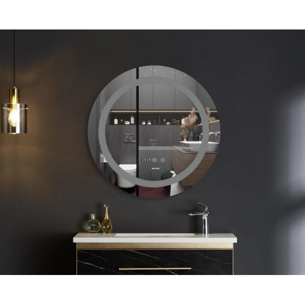 Дзеркало Mixxus PLAIN MC02-80-CASE з Led Touch, Anti-fog, димером, регулятором яскравості, годинником (MI7158)