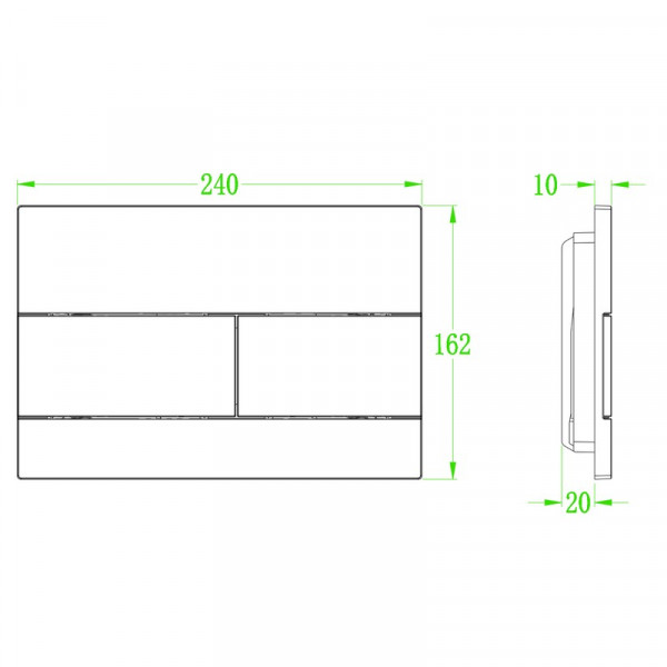 Панель змиву Koer KT-0603-05 240x160x10mm пластикова, кнопка лінійна (KR5320)