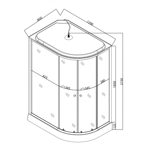 Бокс душовий без гідромасажу Mixxus WAVE SB02-120x80x215-L-FB SATIN з низьким піддоном (MI6892)