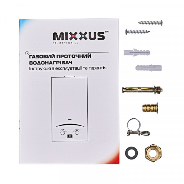 Газова колонка MIXXUS GWH-0510 BASIC GLASS димохідна 10 л/хв (панель зі скла з малюнком) (WH0026)