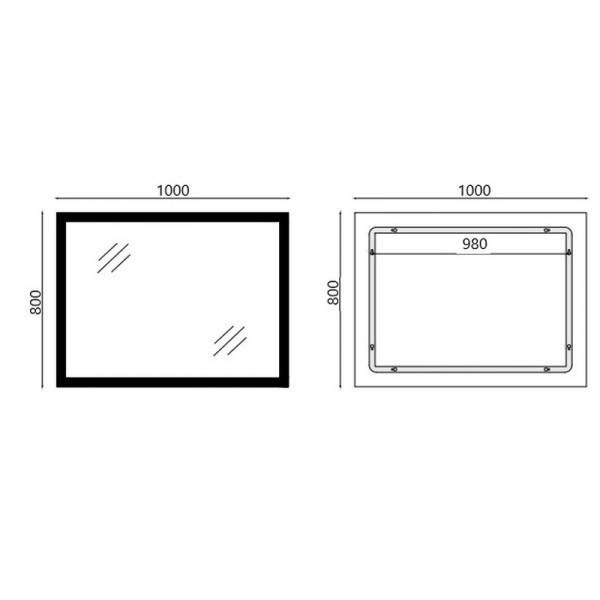 Дзеркало Mixxus FLAT MR04-100x80 з Led Touch, Anti-fog, димером, регулятором яскравості, годинником (MI6927)