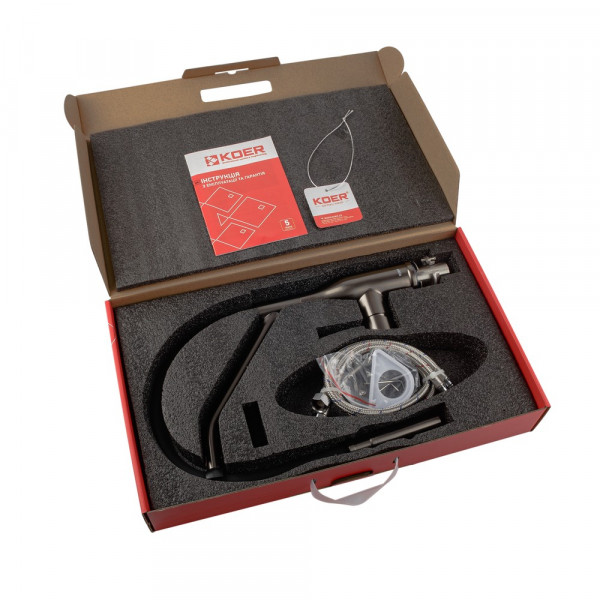 Змішувач для кухні Koer KI-70026-07 з чорним силіконовим виливом (KR5211)