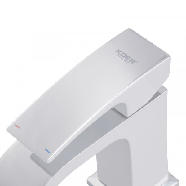 Змішувач для умивальника Koer KB-12007-04 (Колір хром+білий) (KR5151)