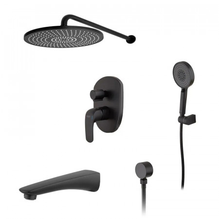 Вбудована душова система із змішувачем Koer KB-64008-05 (Колір чорний) (KR3477)