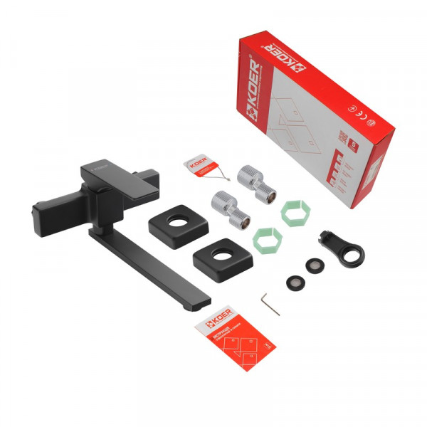 Змішувач для кухні настінний Koer KB-73010-05 (Колір чорний) (KR3491)