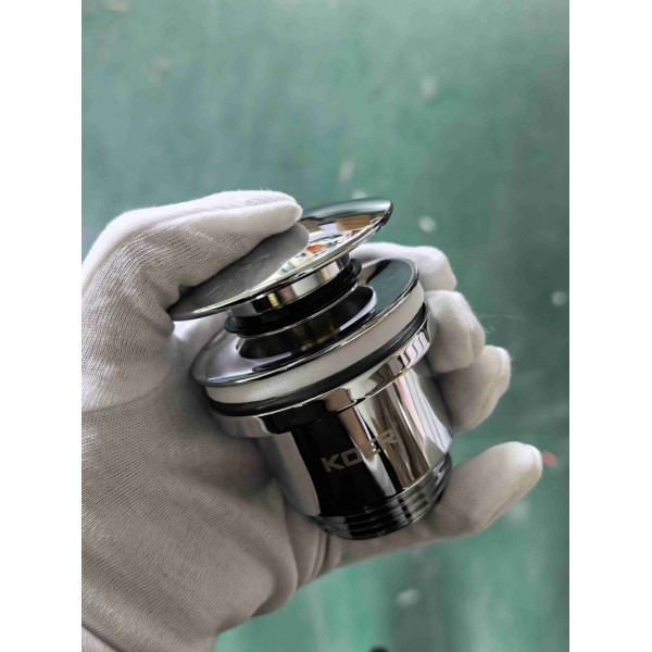 Донний клапан для раковини універсальний (з/без переливу) Koer PW-01-01 автоматичний (Click-Clack) (Колір хром) 1 1/4'' (KR3400)