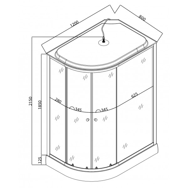 Бокс душовий без гідромасажу Mixxus WAVE SB02-120x80x215-R-FB SATIN з низьким піддоном (MI6893)