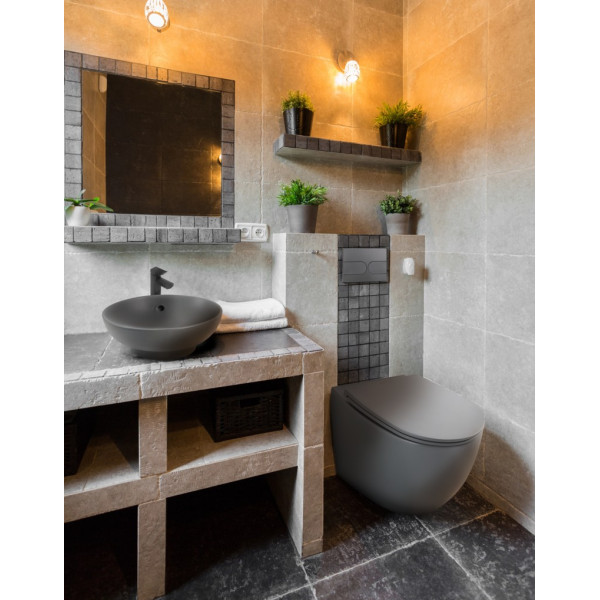 Комплект: Mixxus Premium Ellipse-SET-2101 Gray (в 2 ящ) Унітаз система змиву Tornado 3.0+ Інсталяція Koer KT-0404 + панель KT-0604-07 Gun Gray (MP6668)