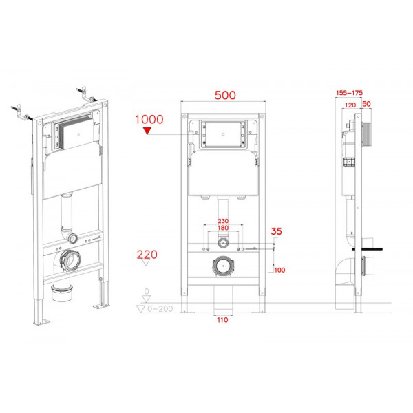 Комплект: Mixxus Premium Ellipse-SET-2101 (в 2 ящ) Унітаз система змиву Tornado 3.0+ Інсталяція Koer KT-0404 + панель KT-0604-03 White (MP6667)