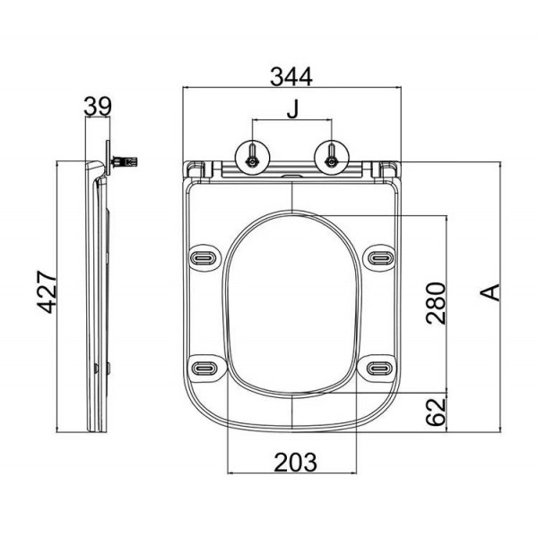 Сидіння-кришка для унітазу Mixxus Premium SEAT COVER QUADRO-2001 BLACK з мікроліфтом 427х344х39mm (MP6616)
