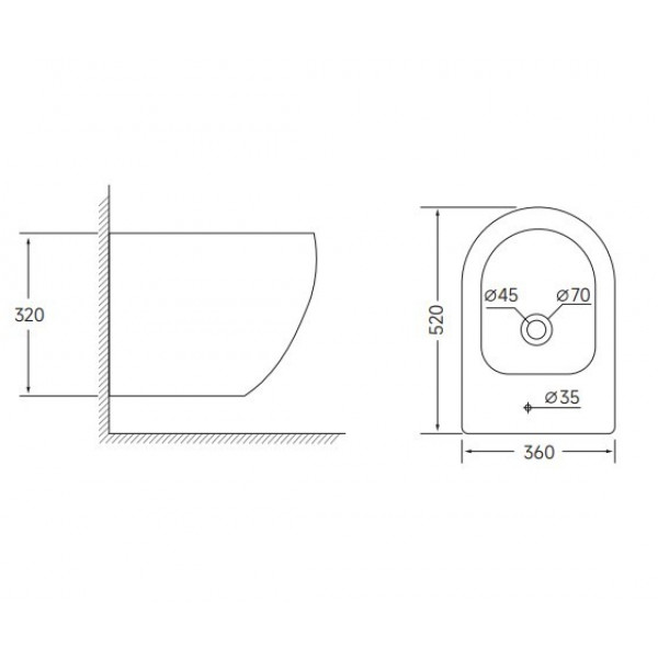 Біде підвісне Mixxus ELLIPSE-0502 520x360x320mm (MI6714)