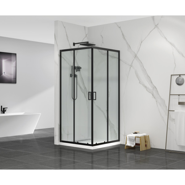 Душова кабіна без піддону Mixxus Premium DIVERSE SC02-90x90x195-TR Black прозоре скло 5мм (MI6862)