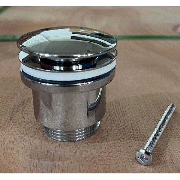 Донний клапан для раковини універсальний (з/без переливу) Koer PW-01-01 автоматичний (Click-Clack) (Колір хром) 1 1/4'' (KR3400)