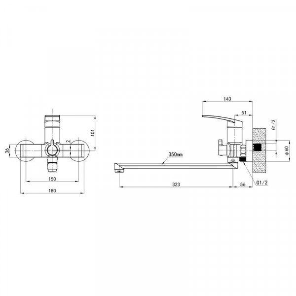 Змішувач для ванни Mixxus Premium Lazar 006 (EURO) (MI8270)