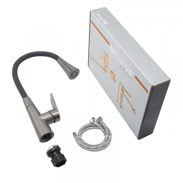 Змішувач для кухні Mixxus Premium Matis 011-T (NUT) Graphite Refl.Black (Колір граф.+сил.вилив чорн) (MI8268)