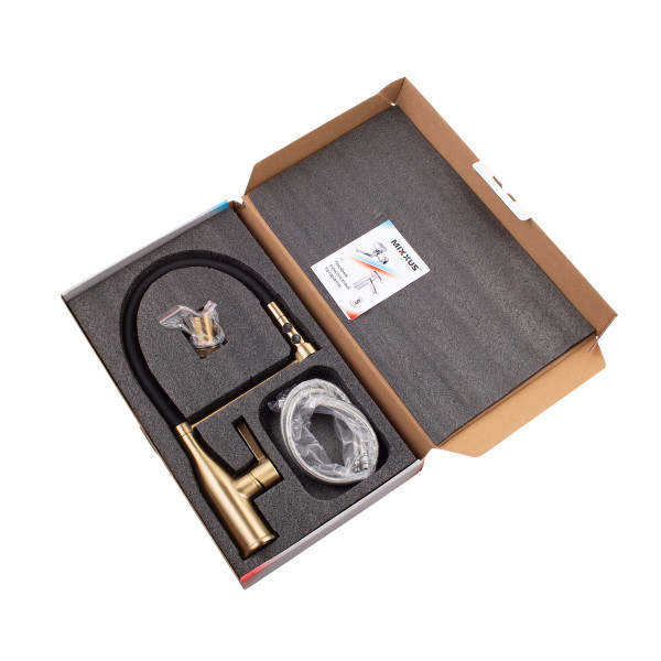 Змішувач для кухні Mixxus Premium Summer 017 BRUSHED GOLD REFL.BLACK (MI6964)