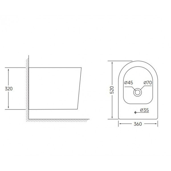 Біде підвісне Mixxus BEVEL-0502 520x360x320mm (MI6715)