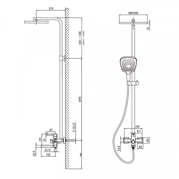 Душова колона зі змішувачем Mixxus Bond 009-J (MI7149)