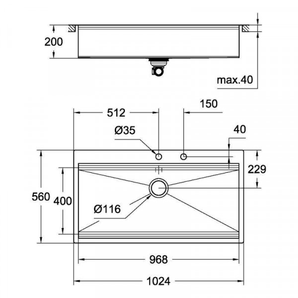 Мийка кухонна Grohe EX Sink K800 (120 cm) (31586SD0)