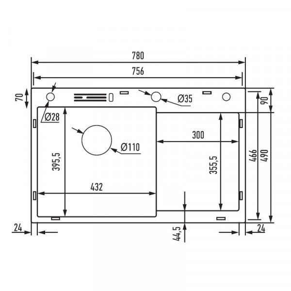 Мийка MIXXUS MH7849L-HK GRAPHITE (MH7849L-HK NANO-BLACK)(3.0/0.9) з нержавіючої сталі 