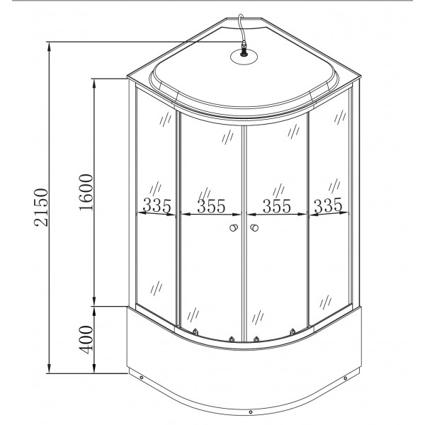 Бокс душовий з гідромасажем Mixxus STRONG SBH01-90x90x215-FB SATIN з високим піддоном (MI6888)