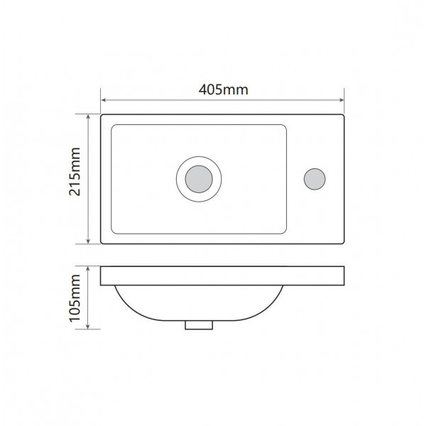 Раковина меблева Mixxus Premium QUADRO-1501 400х215х105mm з отвором під змішувач (MP6502)