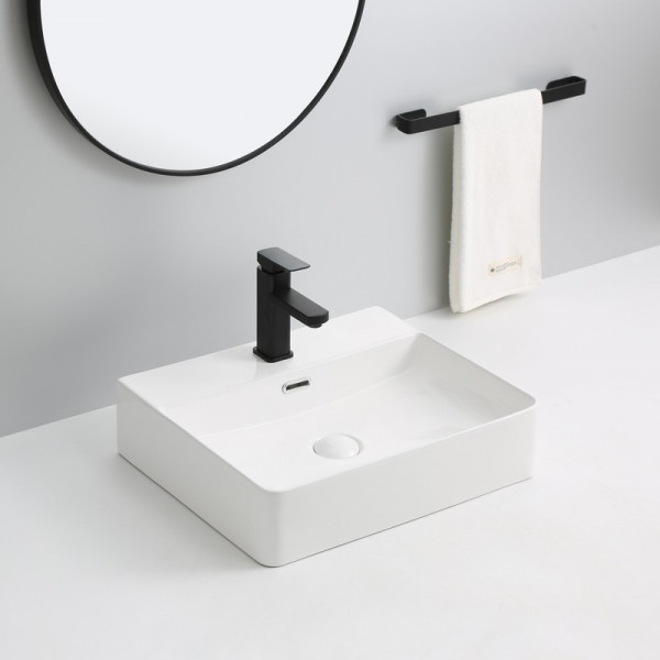 Раковина підвісна-накладна Mixxus Premium  QUADRO-0203 500x420x130mm (отвір під змішувач, перелив) (MP6718)