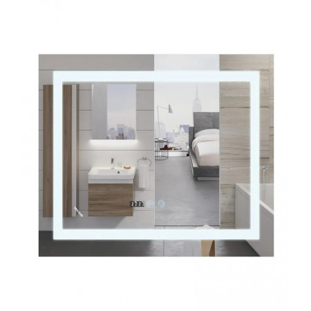 Дзеркало Mixxus WARM MR02-80x80 з Led Touch, Anti-fog, димером, регулятором яскравості, годинником (MI6934)