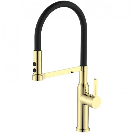 Змішувач для кухні MIXXUS PREMIUM PULL 017 BRUSHED GOLD REFL.BLACK (Кол.мат.зол.+сил.вил.чор.) (MI8280)
