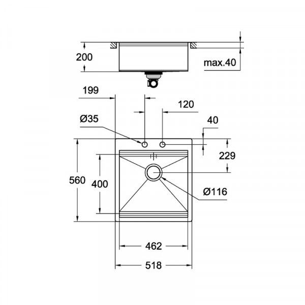 Кухонна мийка K800 (50 cm) Grohe EX-2 Sink (31583SD0)