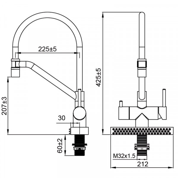 Змішувач для кухні Koer KB-74027-02 з функцією 