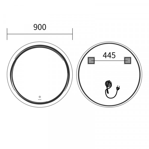 Дзеркало Mixxus Premium WAVE MC04-90 з Led Touch, Anti-fog, димером (3-6,5kK) (MP6637)