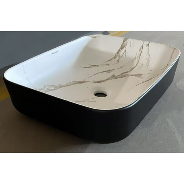 Раковина накладна MIXXUS PREMIUM DIVERSE-0110 MARBLE-BLACK 500х390х130mm (MP6517)
