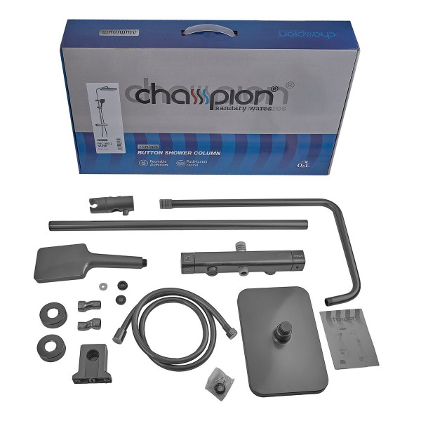 Душова колона зі змішувачем з алюмінію CHAMPION PBC-009-J GRAPHITE, 3 режими (CH6548)