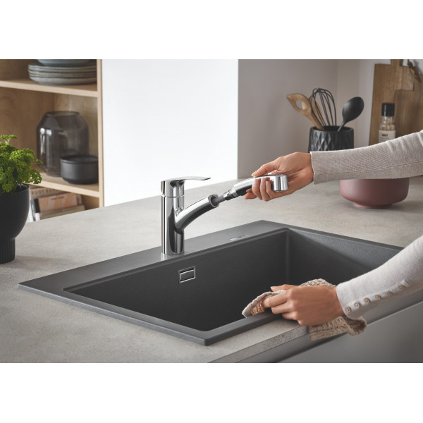 Змішувач для кухні з висувним виливом Grohe Eurosmart New (30305001)