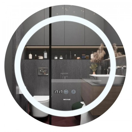 Дзеркало Mixxus PLAIN MC02-80-CASE з Led Touch, Anti-fog, димером, регулятором яскравості, годинником (MI7158)