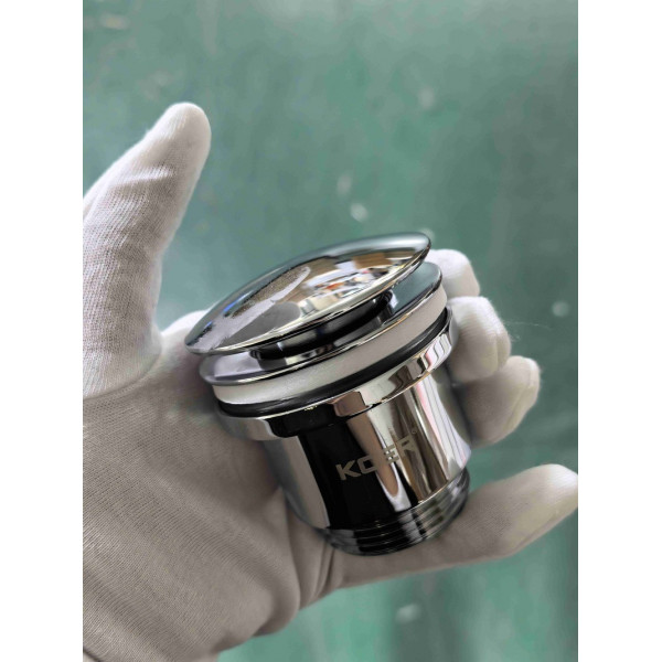 Донний клапан для раковини універсальний (з/без переливу) Koer PW-01-01 автоматичний (Click-Clack) (Колір хром) 1 1/4'' (KR3400)