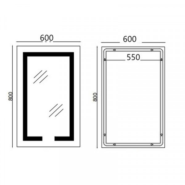 Дзеркало Mixxus HARD MR06-60x80-CASE з Led Touch, Anti-fog, димером, регулятором яскравості, годинником (MI7157)