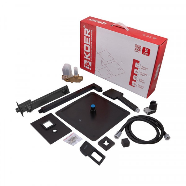 Вбудована душова система із змішувачем Koer KB-66009-05 (Колір чорний) (KR3509)