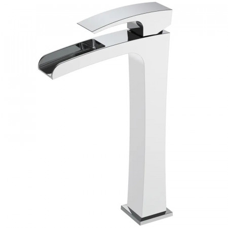 Змішувач для умивальника Koer KB-15007-04 високий водоспад (Колір хром+білий) (KR5156)